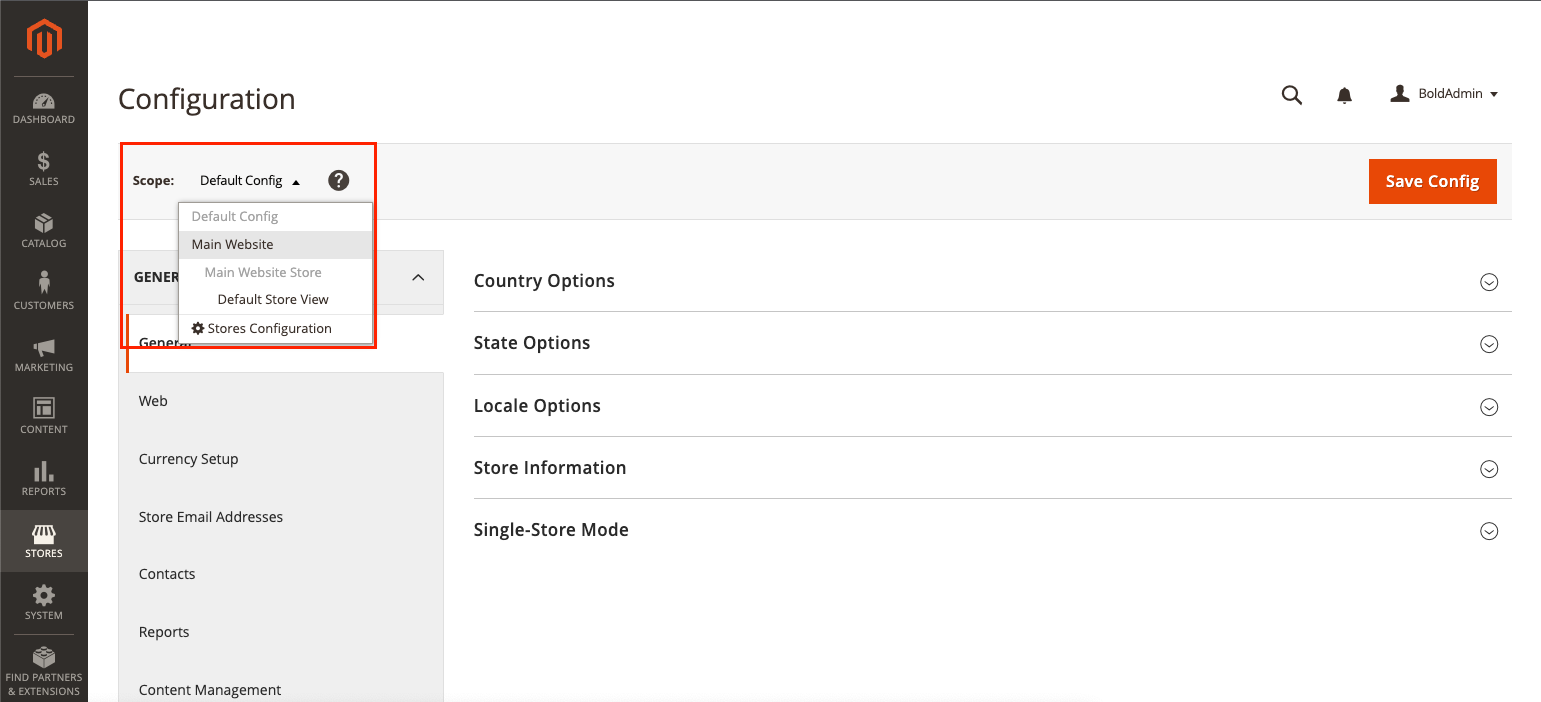 Scope dropdown screenshot