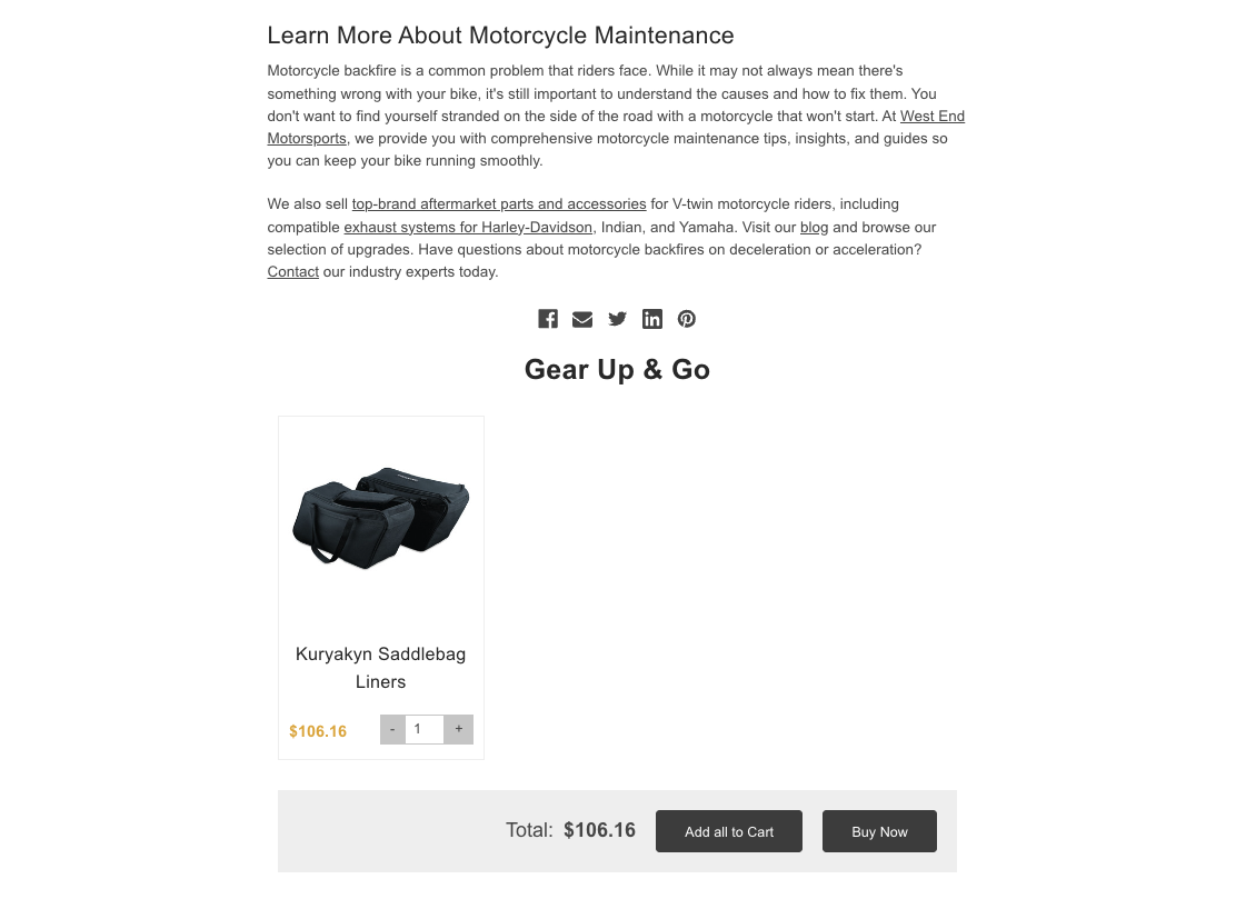 Screenshot of widget in blog