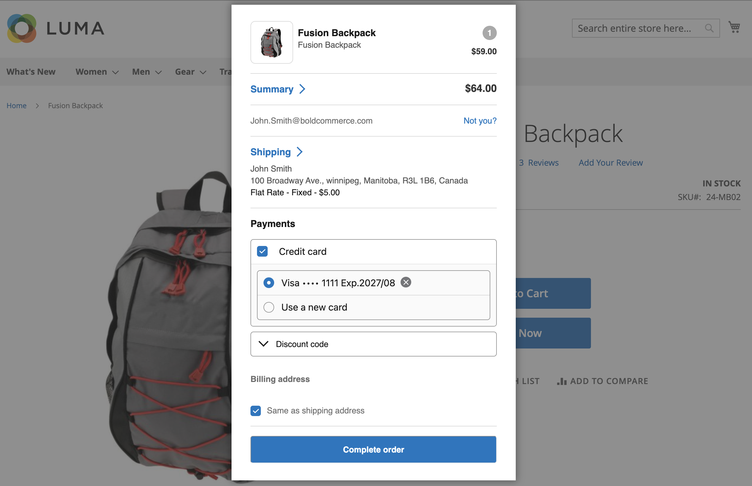 Buy now checkout screenshot