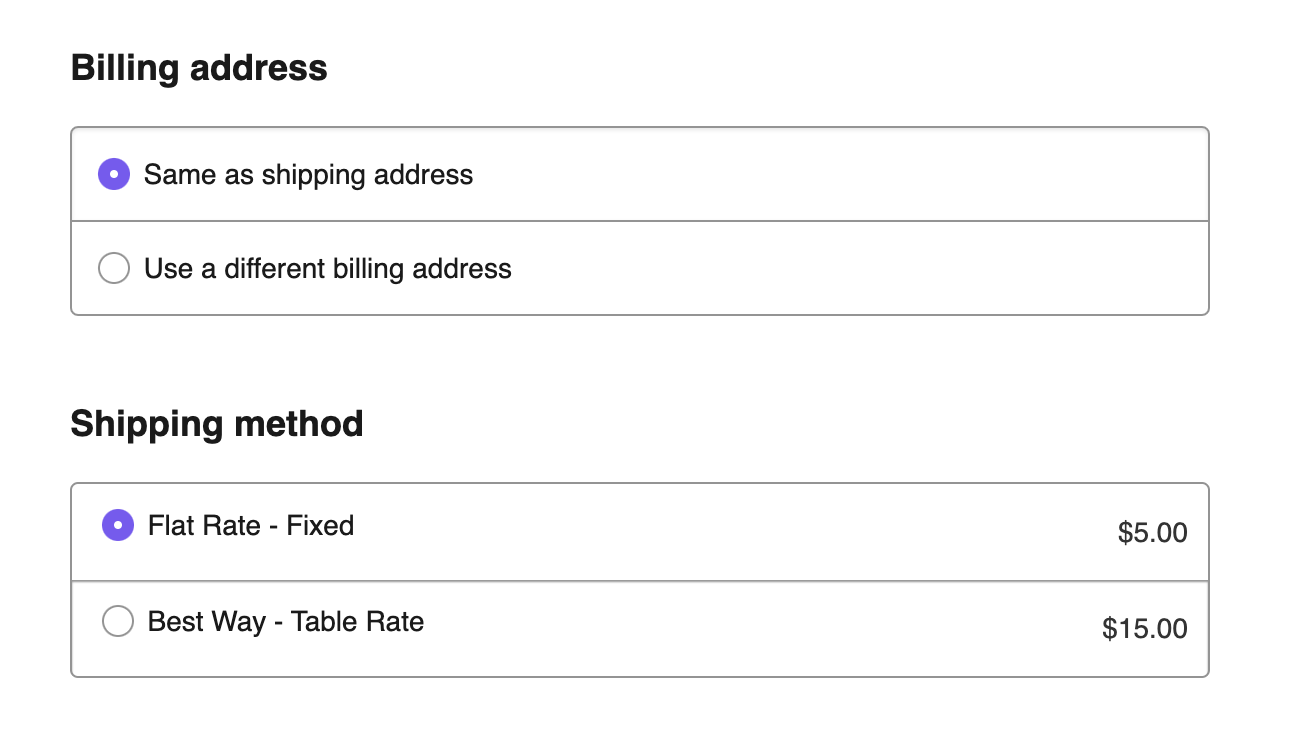 Screenshot showing purple radio buttons