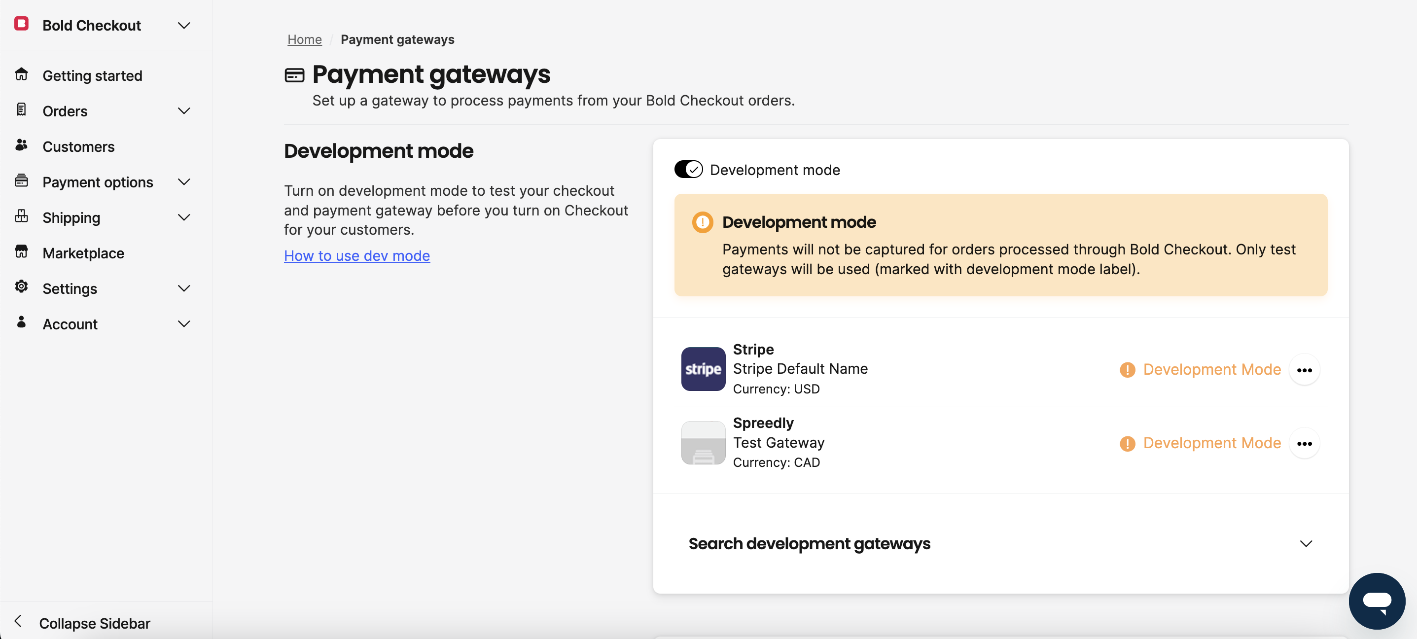 Developer mode screenshot
