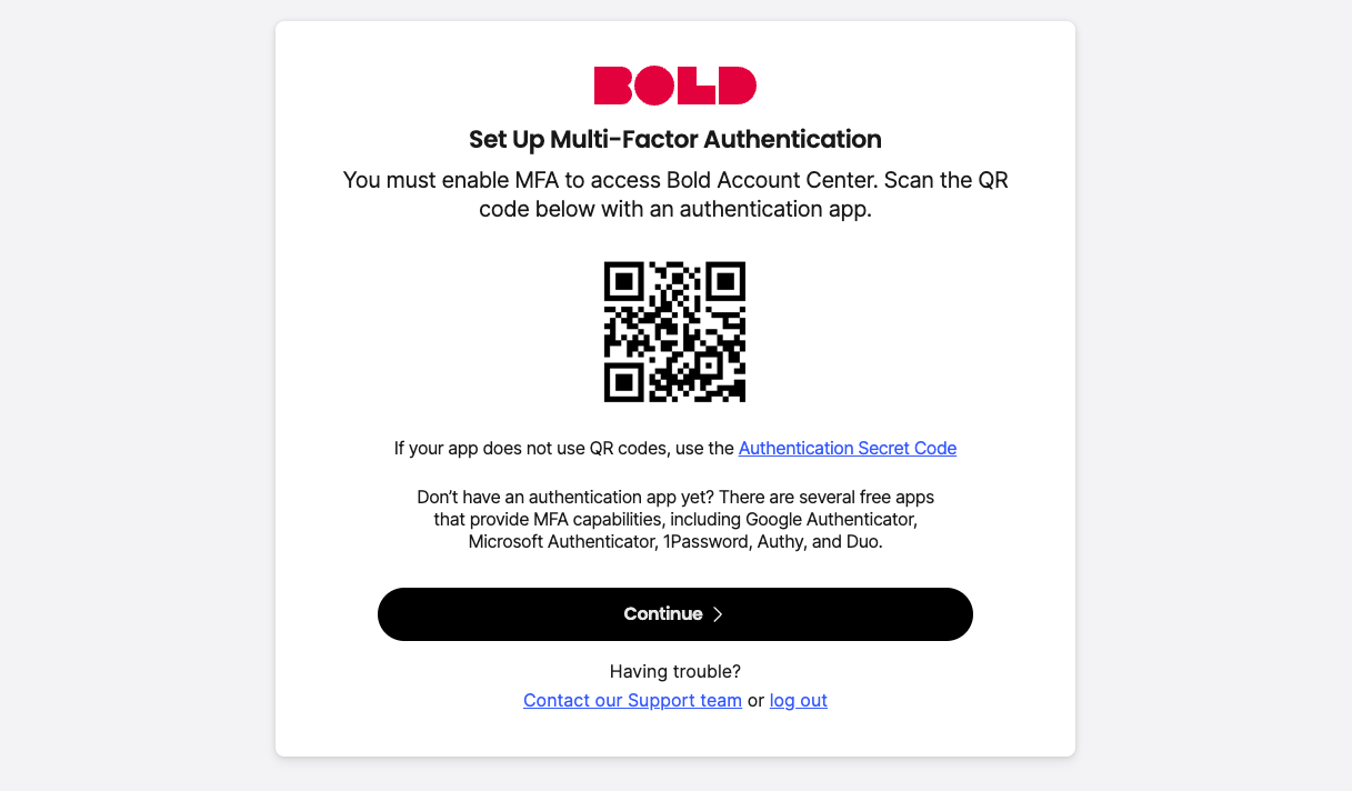 MFA registration screenshot