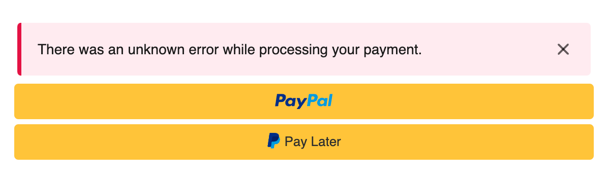 Unknown error screenshot