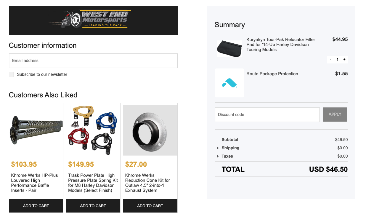 Screenshot of upsell in checkout